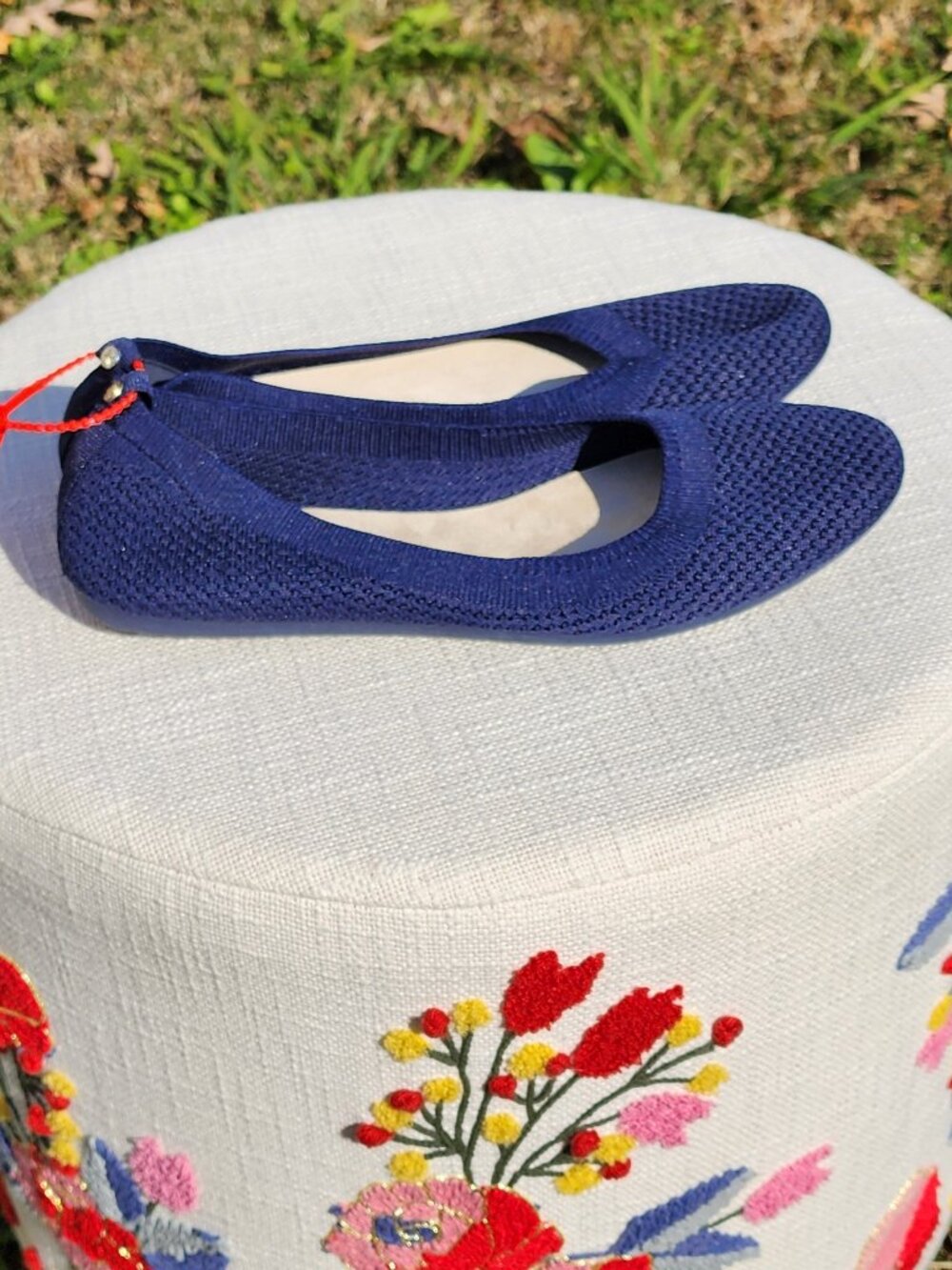 Navy Knit Ballet Flats | Women's 9 - Picture 16 of 17